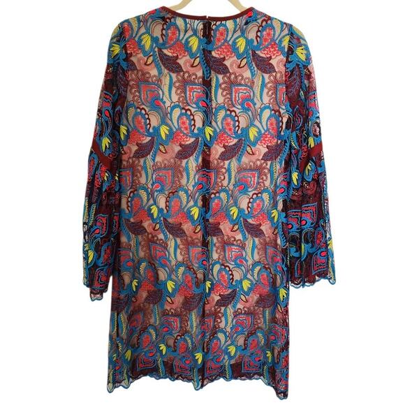 Mi Jong Lee Lace Bell Sleeve Knee Length Luxury New York City Dress Women Size 6 - Picture 5 of 8